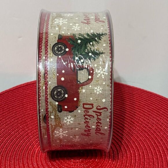 Members Mark Wired Ribbon Red Truck 50 yards NWT - Picture 2 of 5